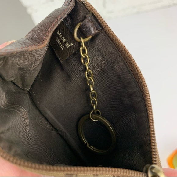 Coach Signature Wallet Coin Brown Canvas Bag Charm Keychain Card - Picture 3 of 3
